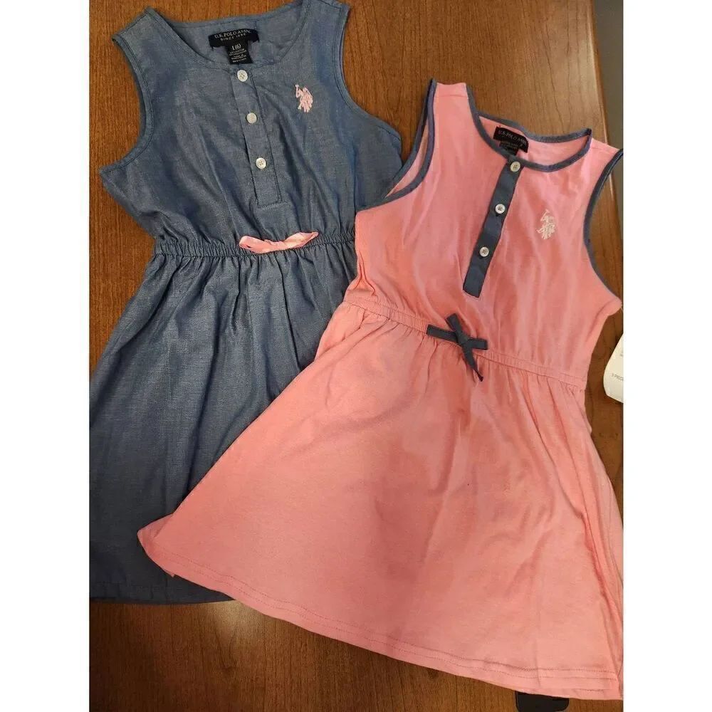 💕NWT Set of 2 Polo Assn. Size 6 dresses. One pink and one denim